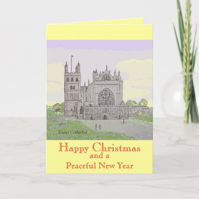 Festiva Tarjeta de Navidades de Catedral Exeter (Anverso)