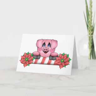 Festiva Tarjeta de Navidades de cerdo