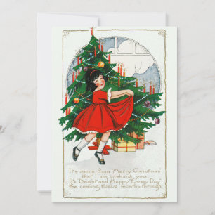Festiva Tarjeta de Navidades de Chicas de danza de vintage