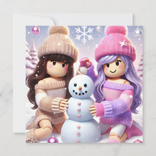 Festiva Tarjeta de Navidades de Chicas de Robloxo
