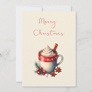 Festiva Tarjeta de Navidades de chocolate caliente