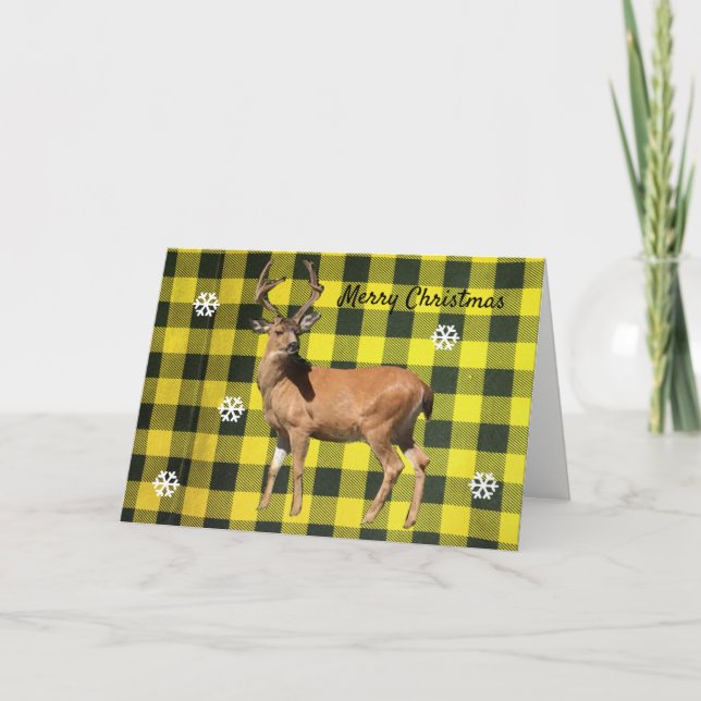 Festiva Tarjeta de Navidades de ciervos de Woodland Amaril (Anverso)
