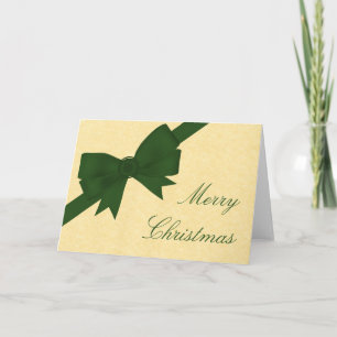 Festiva Tarjeta de Navidades de cinta satinada y de vaca, 