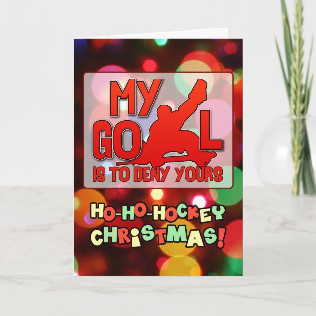 Festiva Tarjeta de Navidades de citas de golfista de hocke (Anverso)