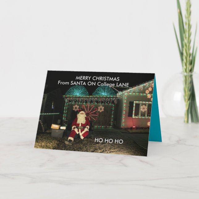 Festiva Tarjeta de Navidades de Claus Closeup en la calle  (Anverso)