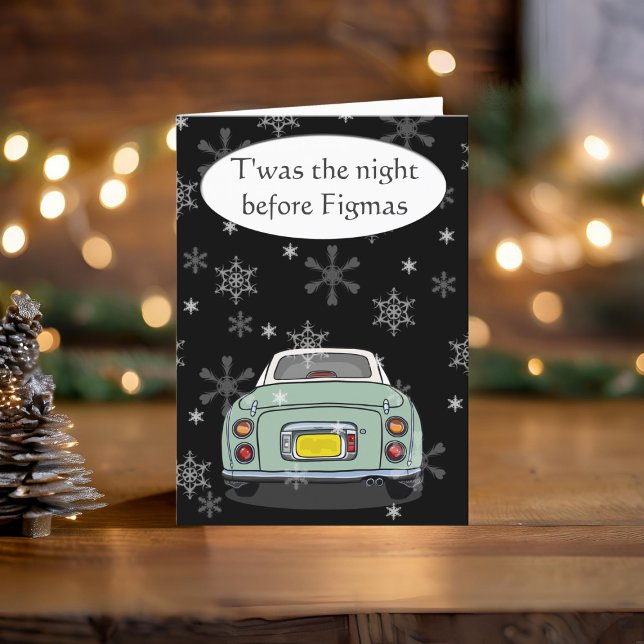 Festiva Tarjeta de Navidades de coches de Green Figaro (Happy Fig-mas! A fun figgy themed christmas card to send to your car! (or your figgy loving friends))