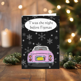 Festiva Tarjeta de Navidades de coches Figaro Rosa