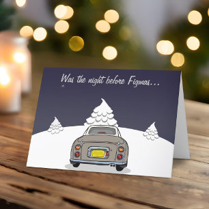 Festiva Tarjeta de Navidades de coches Topaz Mist Figaro