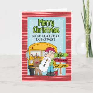 Festiva Tarjeta de Navidades de conductor de autobús escol