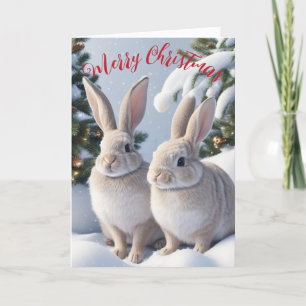 Festiva Tarjeta de Navidades de Conejo Cuto
