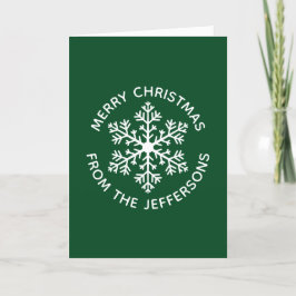 Festiva Tarjeta de Navidades de copo de nieve verde