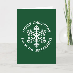 Festiva Tarjeta de Navidades de copo de nieve verde