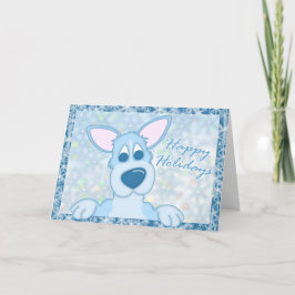 Festiva Tarjeta de Navidades de Corgi Welsh Pembroke Blue 
