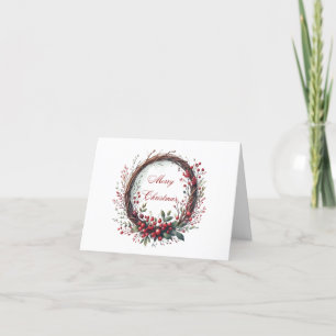 Festiva Tarjeta de Navidades de coronas y cardenales