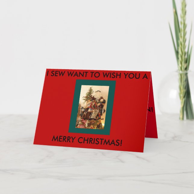 Festiva Tarjeta de Navidades de coser con un Santa de masc (Anverso)