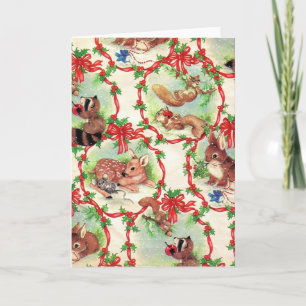 Festiva Tarjeta de Navidades de criaturas forestales de ép
