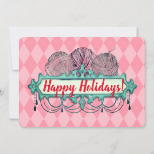 Festiva Tarjeta de Navidades de crochet de punto de hilado