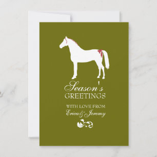 Festiva Tarjeta de Navidades de Damasco para Caballos Rojo