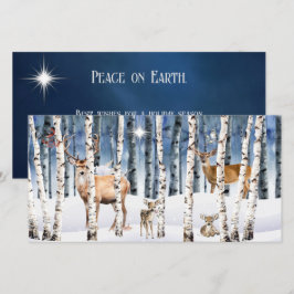 Festiva Tarjeta de Navidades de Deer Family Winter Woods