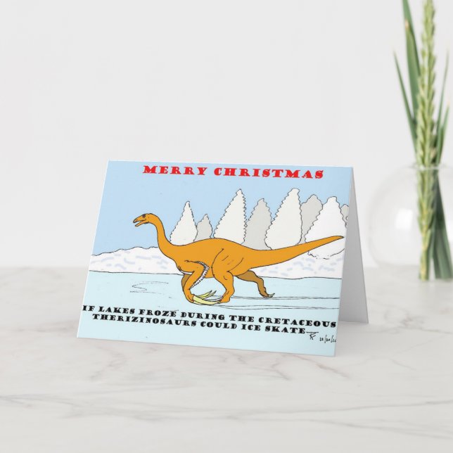 Festiva Tarjeta de Navidades de dinosaurios (Anverso)