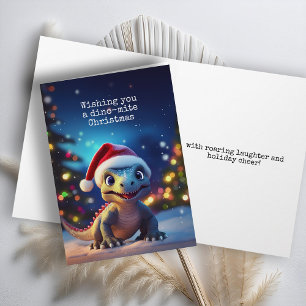 Festiva Tarjeta de Navidades de dinosaurios curados