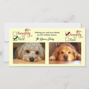 Festiva Tarjeta de Navidades de dos perros traviesos o bon