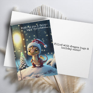 Festiva Tarjeta de Navidades de dragón de cuento de hadas