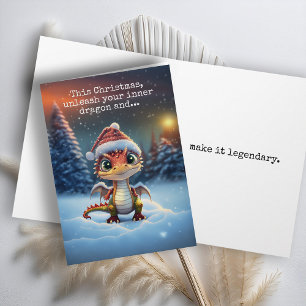Festiva Tarjeta de Navidades de Dragón Legendario