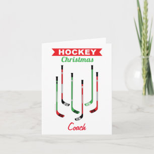 Festiva Tarjeta de Navidades de entrenadores de hockey