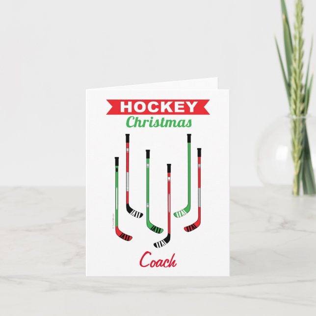 Festiva Tarjeta de Navidades de entrenadores de hockey (Anverso)