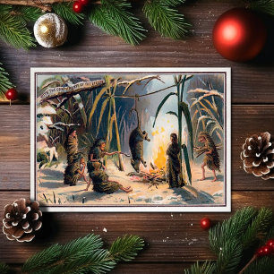 Festiva Tarjeta de Navidades de época victoriana extraña
