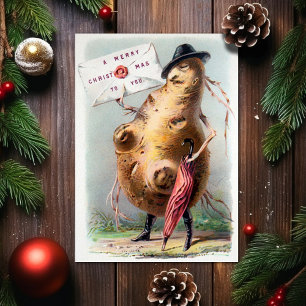 Festiva Tarjeta de Navidades de época victoriana extraña