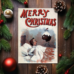 Festiva Tarjeta de Navidades de época victoriana extraña
