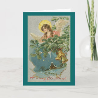 Festiva Tarjeta de Navidades de escena de nieve de ángel