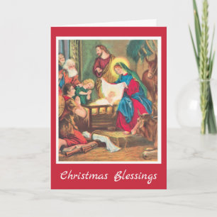 Festiva Tarjeta de Navidades de escenas de natividad vinta
