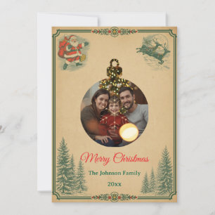 Festiva Tarjeta de Navidades de estilo retro nostálgico