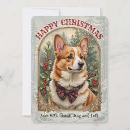 Festiva Tarjeta de Navidades de estilo vintage de perro de
