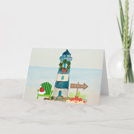 Festiva Tarjeta de Navidades de faro náutico