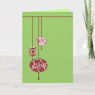 Festiva Tarjeta de Navidades de faroles rojos