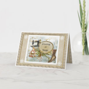 Festiva Tarjeta de Navidades de feriado del Prim Seamstres