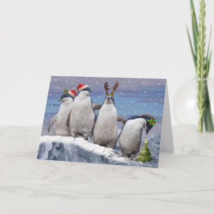Festiva Tarjeta de Navidades de fiesta Pingos (mensaje en 