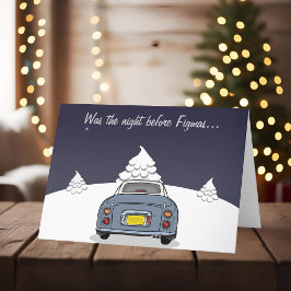 Festiva Tarjeta de Navidades de Figaro Gris Lapis Car