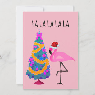 Festiva Tarjeta de Navidades de Flamingo de Santa Hat