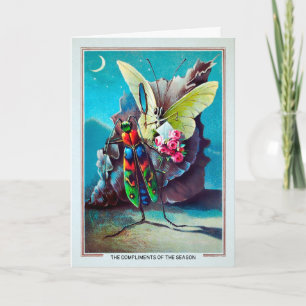 Festiva Tarjeta de Navidades de flores para bugs victorian