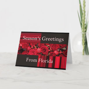 Festiva Tarjeta de Navidades de Florida con rosas