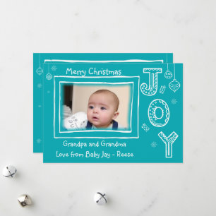 Festiva Tarjeta de Navidades de fotografía azul moderna co