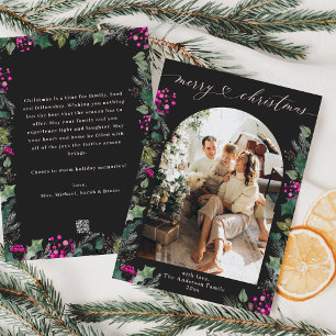 Festiva Tarjeta de Navidades de fotografía Boho Moda Black