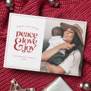 Festiva Tarjeta de Navidades de fotografía Boho Retro Peac
