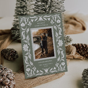 Festiva Tarjeta de Navidades de fotografía botánica de Orn