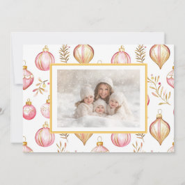 Festiva Tarjeta de Navidades de fotografía con ornamentos 